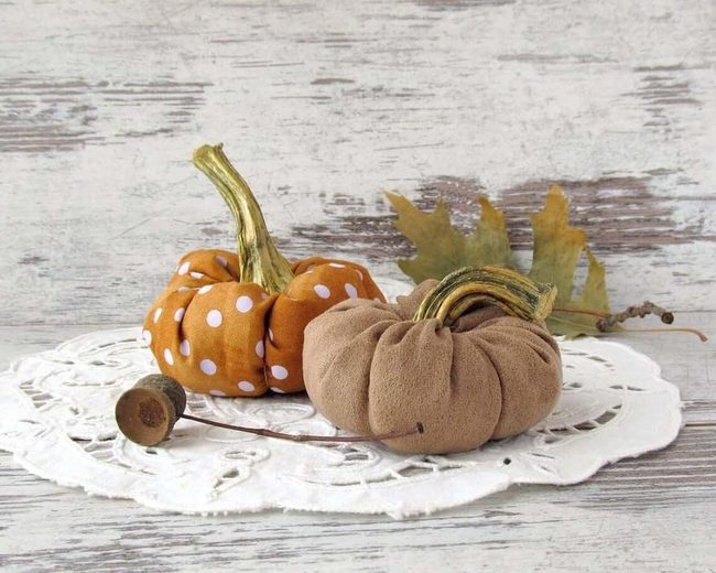 Orange Polka-Dot Fabric Pumpkins