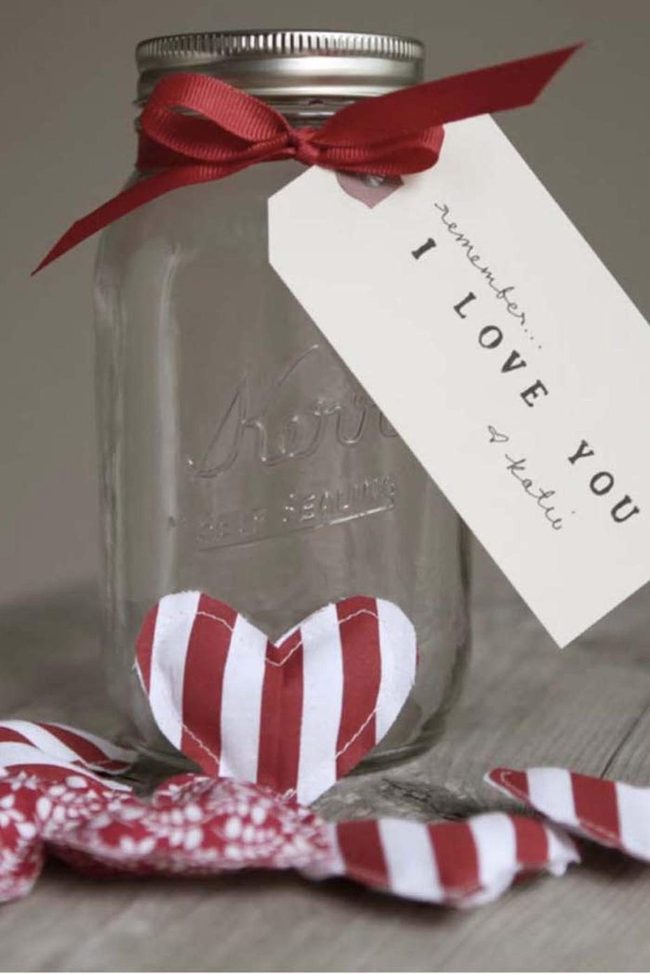 Handstitched Hearts In Mason Jars