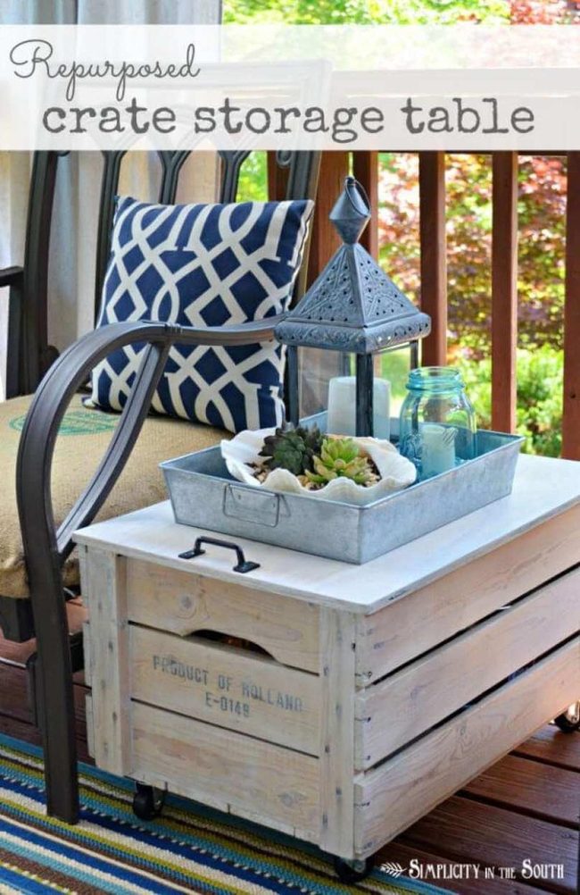 Weathered Wood Crates On Wheels