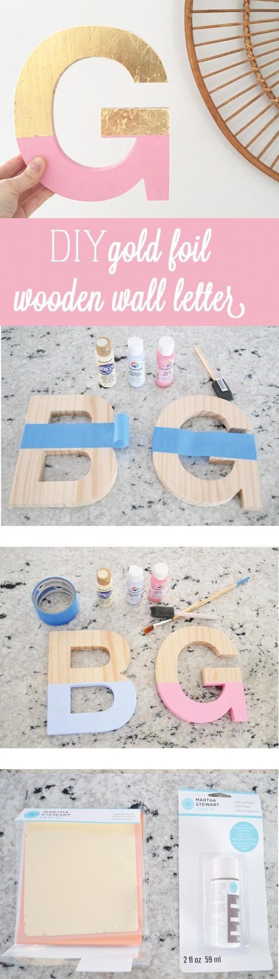 Gold Foil Wooden Letters