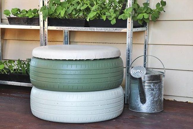 Recycled Tire Seat Green Gray
