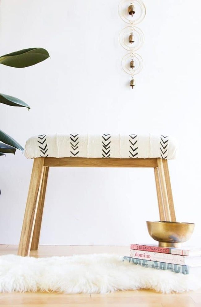 Faux Fur Upholstered Bench Seat