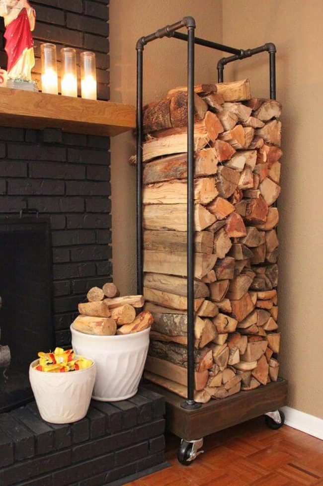 Black Metal Firewood Rack