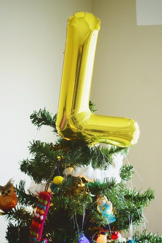 Miniature Tree With Gold Letter Topper