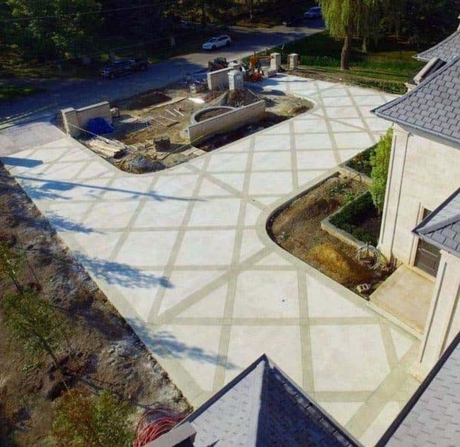 Diamond Patterned Concrete Driveway