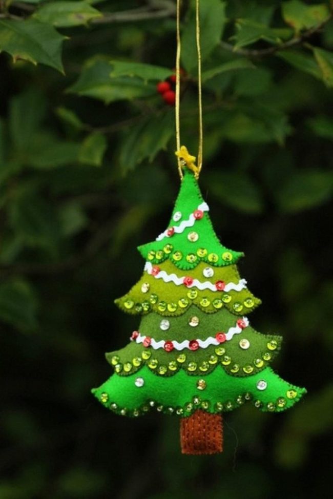 Felt Green Tree With Sequin Sparkle