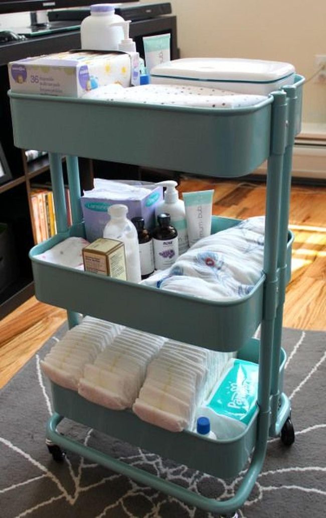 Teal Mobile Nursery Cart