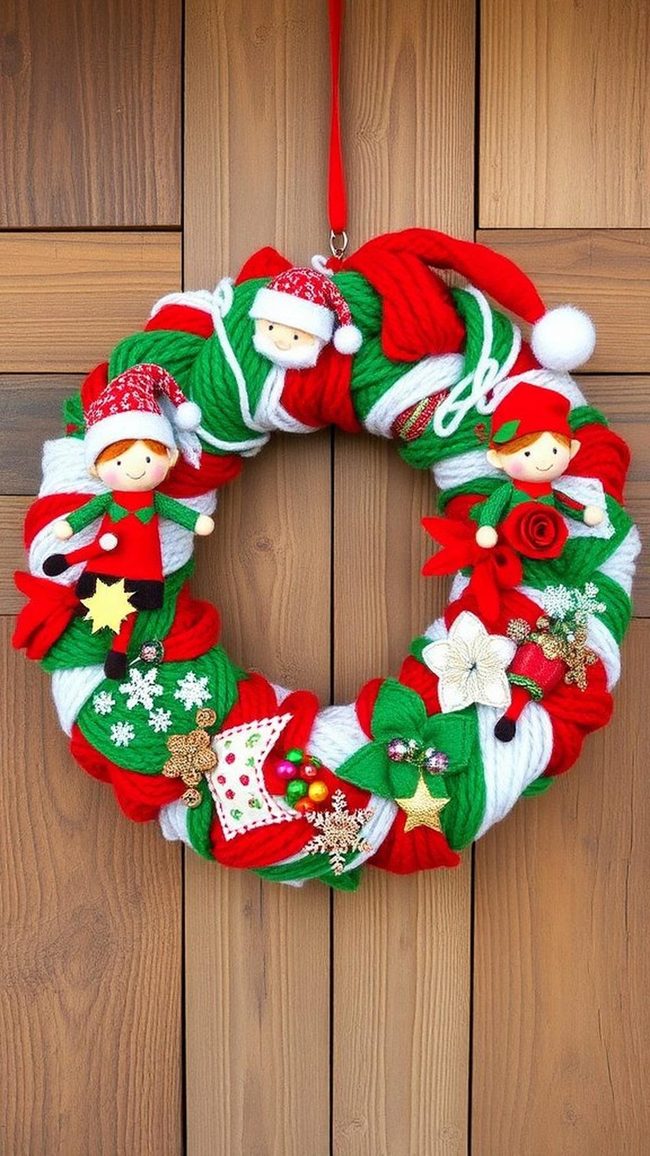 Red Yarn Workshop Wreath