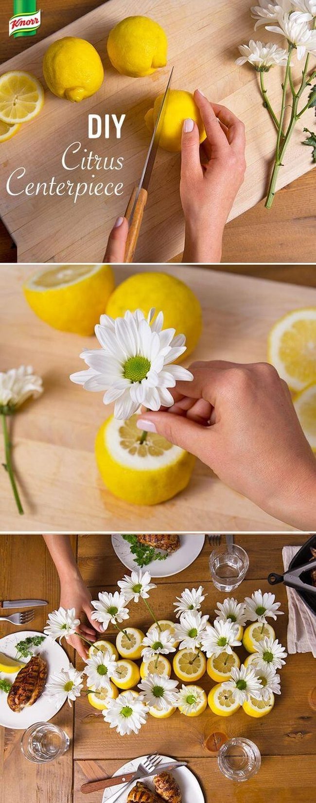 Lemon Halves With Daisy Blooms