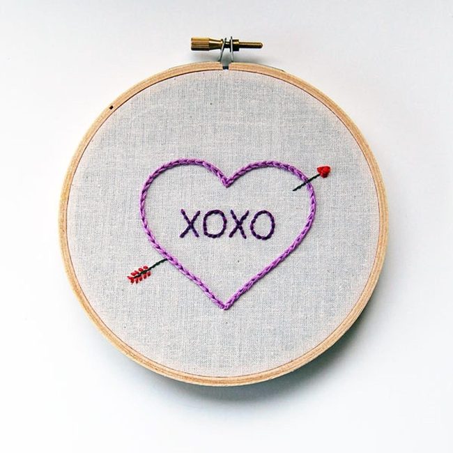 Purple Thread Heart With Red Arrow