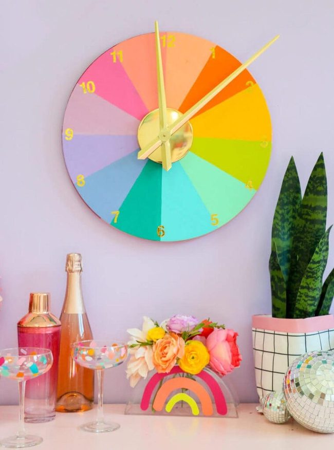 Pastel Jewel Tones Clock