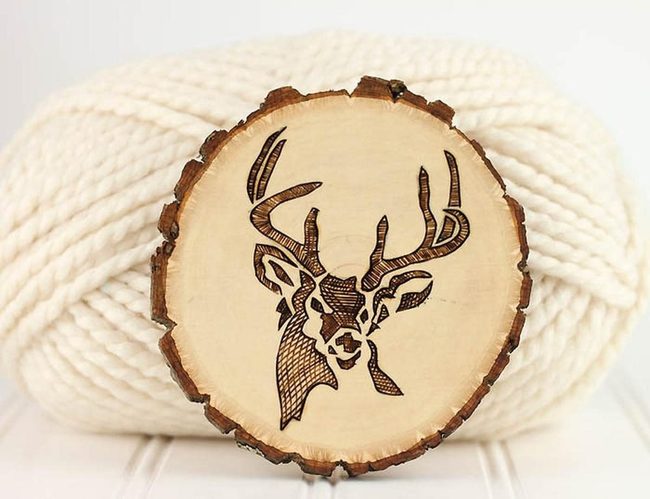 Natural Wood Deer Carving