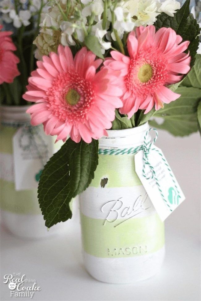 Painted Jar Gerbera Daisies