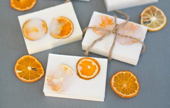Citrus-Embedded White Soap Bars
