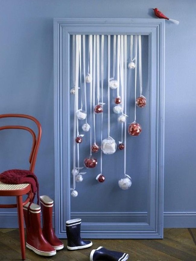 Red Ornaments On Blue