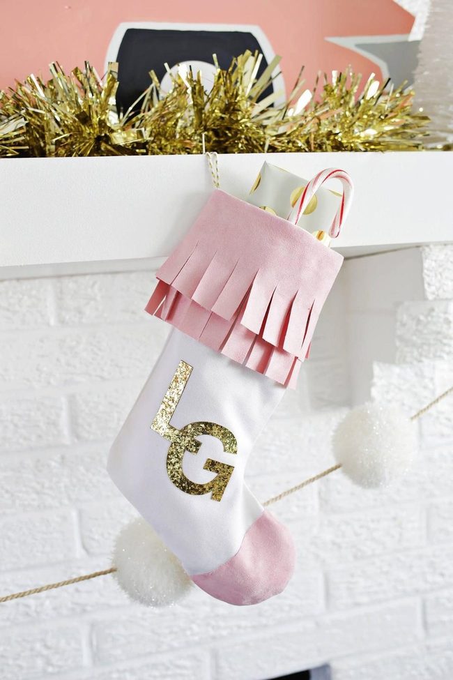 Pink-Trimmed Gold Stockings