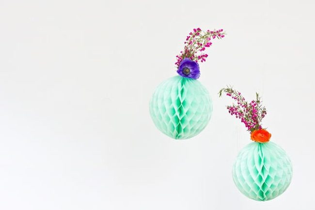 Mint Honeycomb With Bright Florals