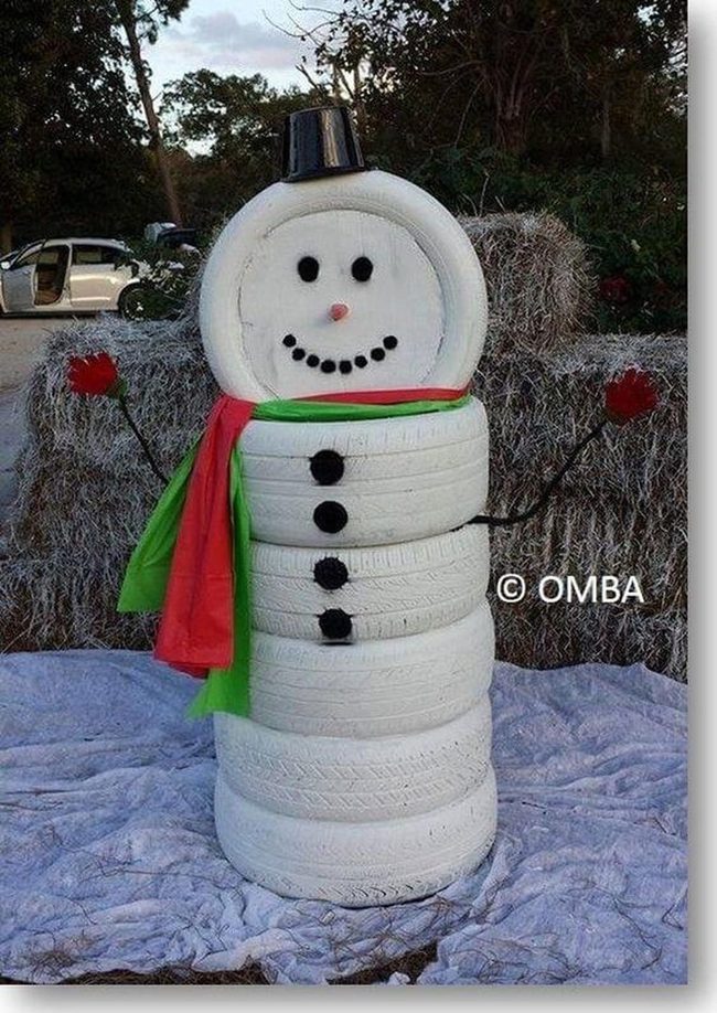 Painted Tire Snowmen