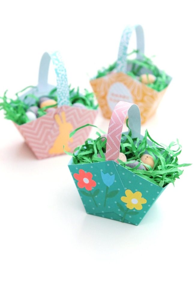 Pastel Eggs In Floral Baskets