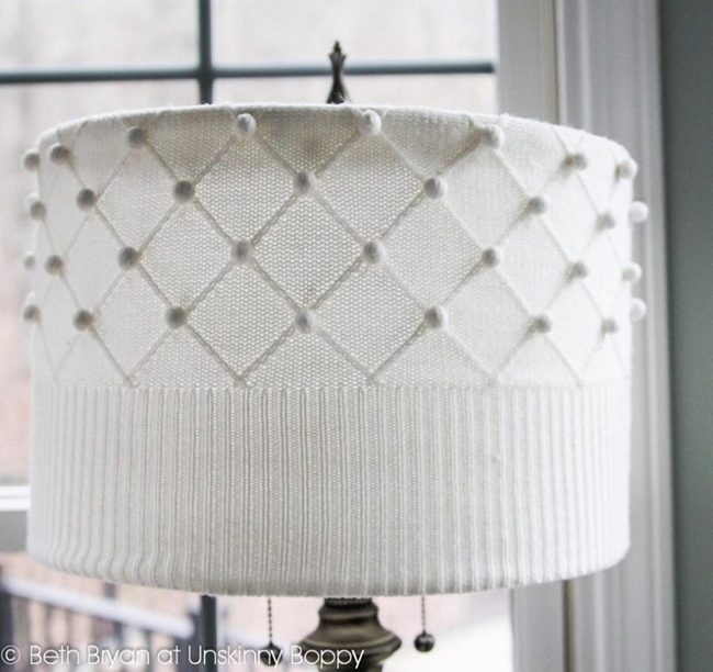 Knitted White Diamond Lampshade