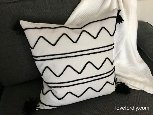 Black Yarn Pillow Crafting