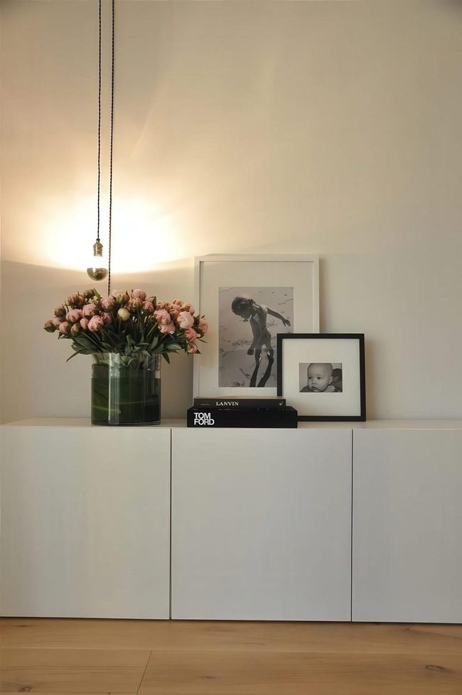 Pink Blooms White Cabinet
