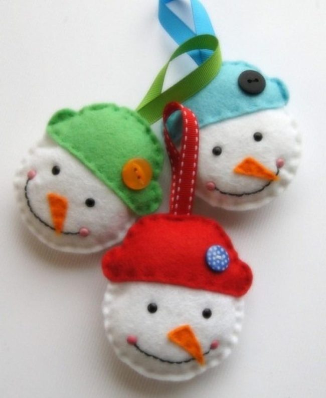 Felt Snowmen Hand-Stitched Smiles