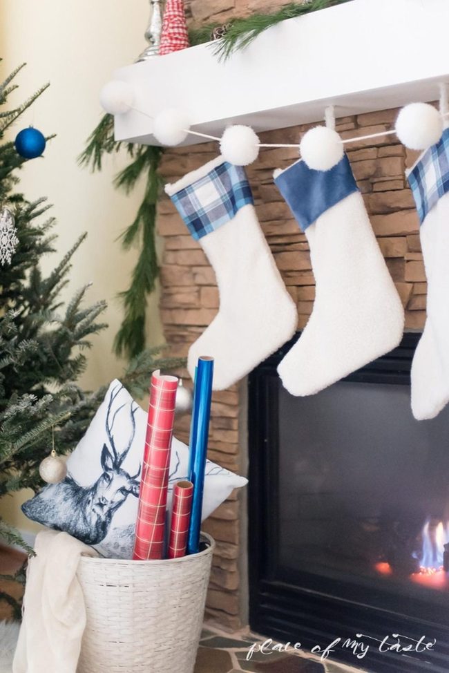 Stone Fireplace Winter Blue