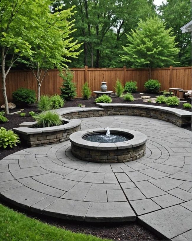 Flowing Water Concrete Patio