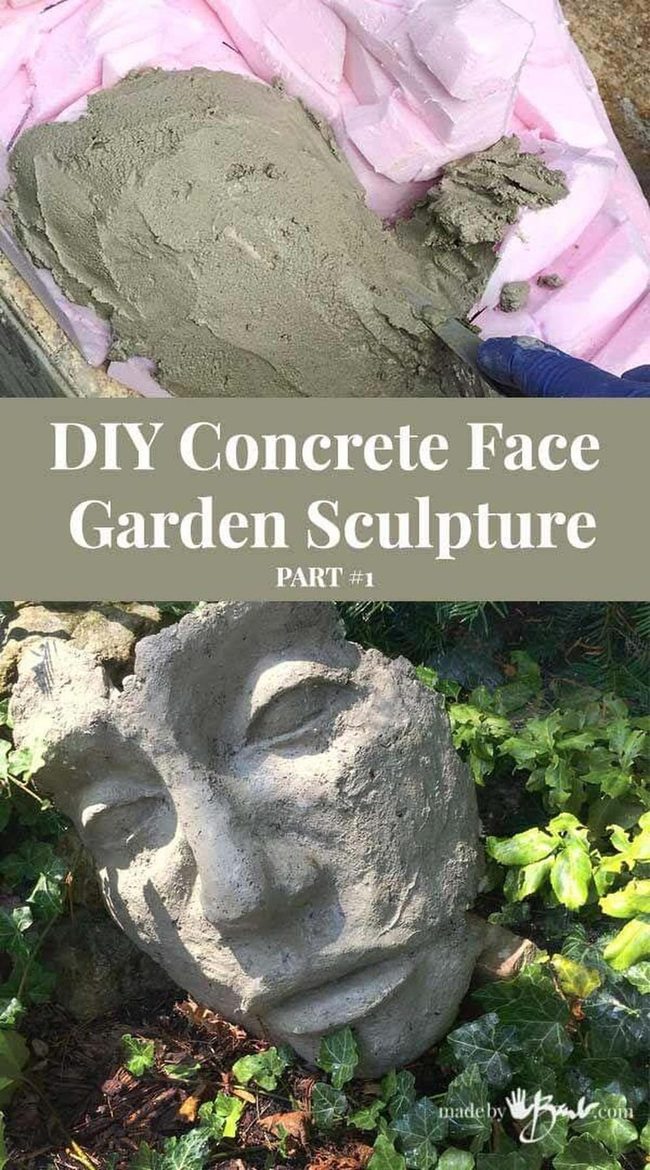 Concrete Face Garden Sculpture