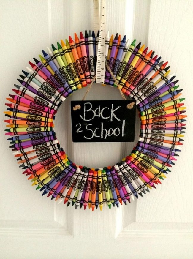 Crayon Rainbow Back-To-School Wreath