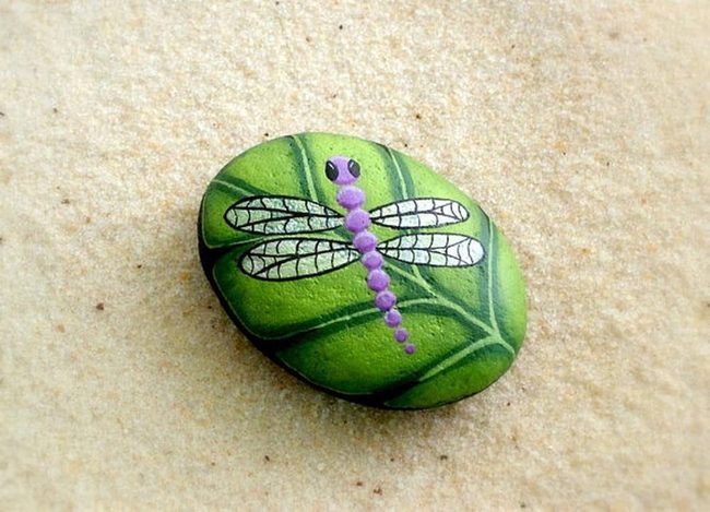 Painted Stone Insect Art