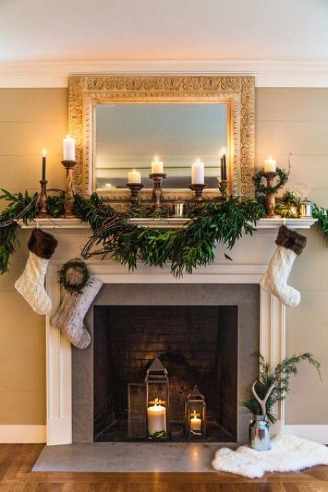 Fireplace Gold With Emerald Garland