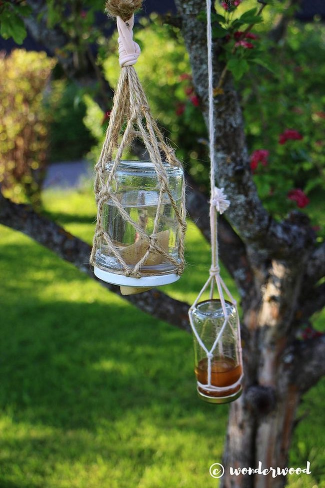 Hanging Glass Jars Red Blossoms