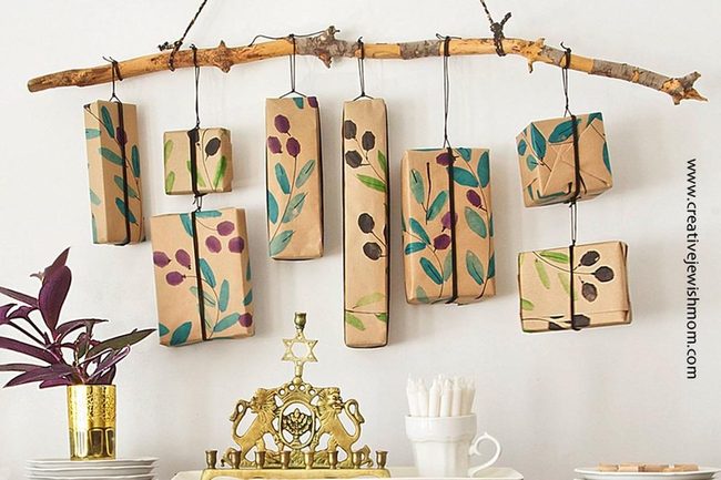 Branch Wrapped Gifts Green Brown
