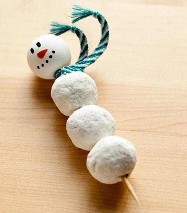 White Powdered Donut Snowmen
