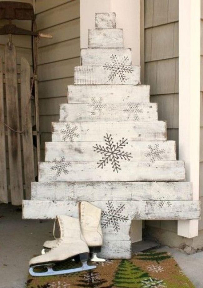 Black Snowflake White Wood Tree