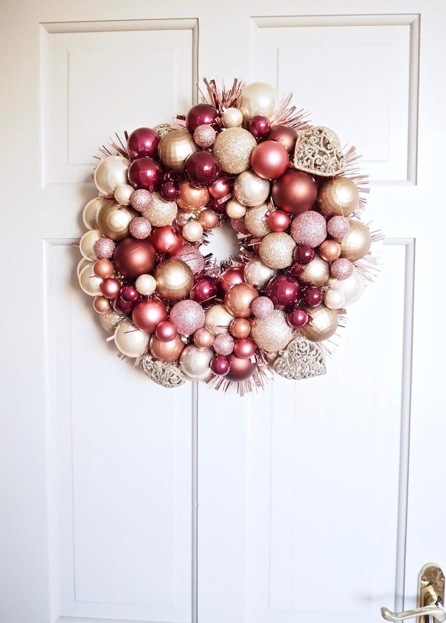 Pink And Gold Ornament Wreath