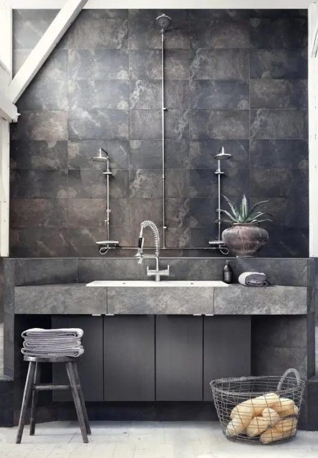 Dark Tile Spa Bathroom
