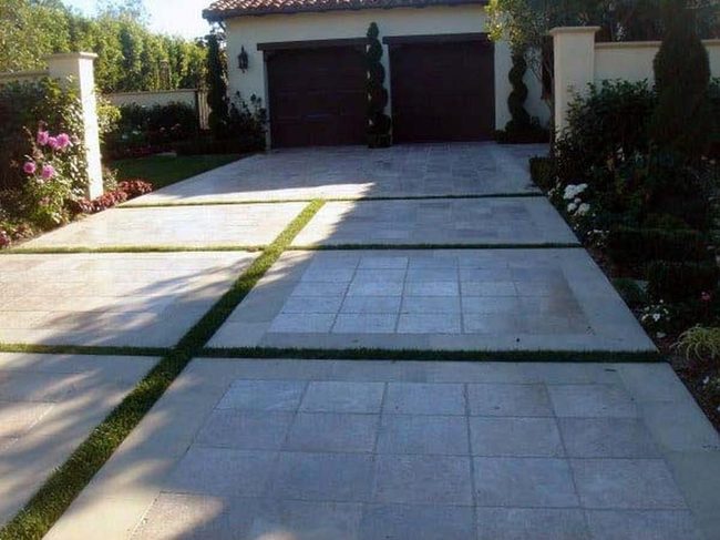 Grass And Concrete Hybrid Driveway