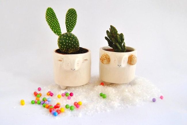 Woolly Ceramic Sheep Planters