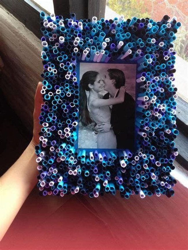 Neon Straw Photo Frame