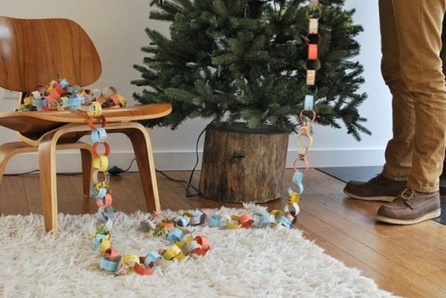 Green Tree With Paper Chains