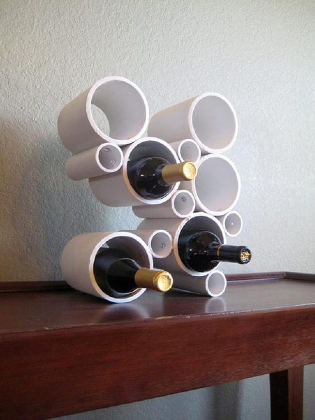 White Circular Tube Wine Display