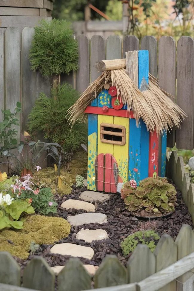 Painted Hardwood Miniature Cottages