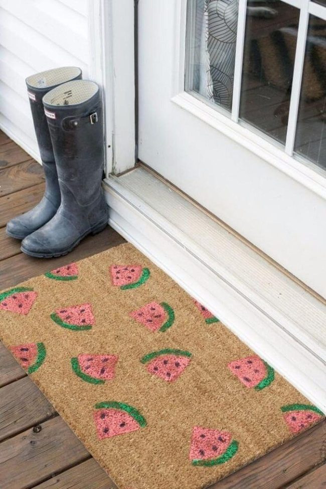 Watermelon Slices On Natural Fiber