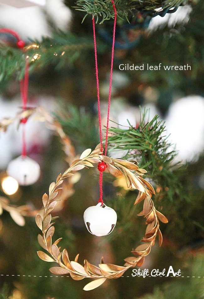 Gold Leaf Winter Bell Ornament
