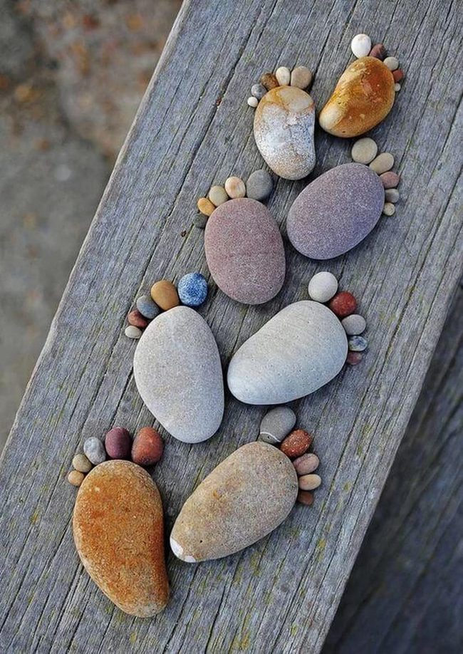 Pebble Footprints In Earth Tones