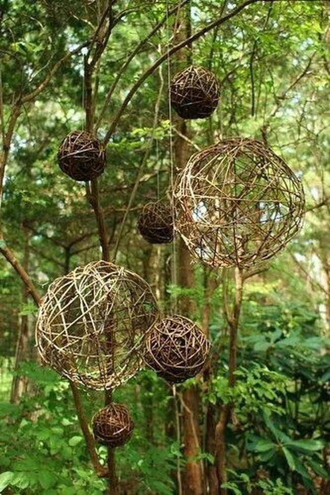 Stacked Yarn Garden Spheres