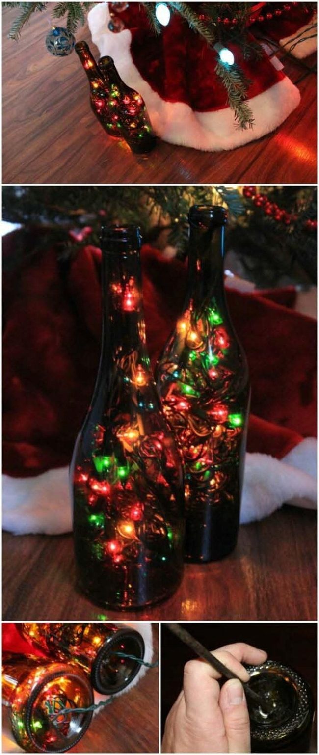 Jewel-Toned Glowing Wine Bottles